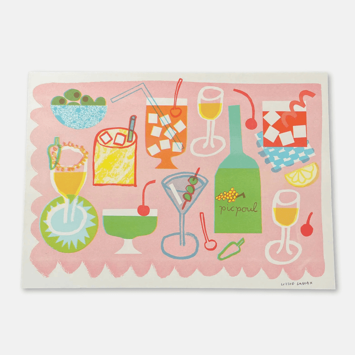 Cocktails A3 Riso Print