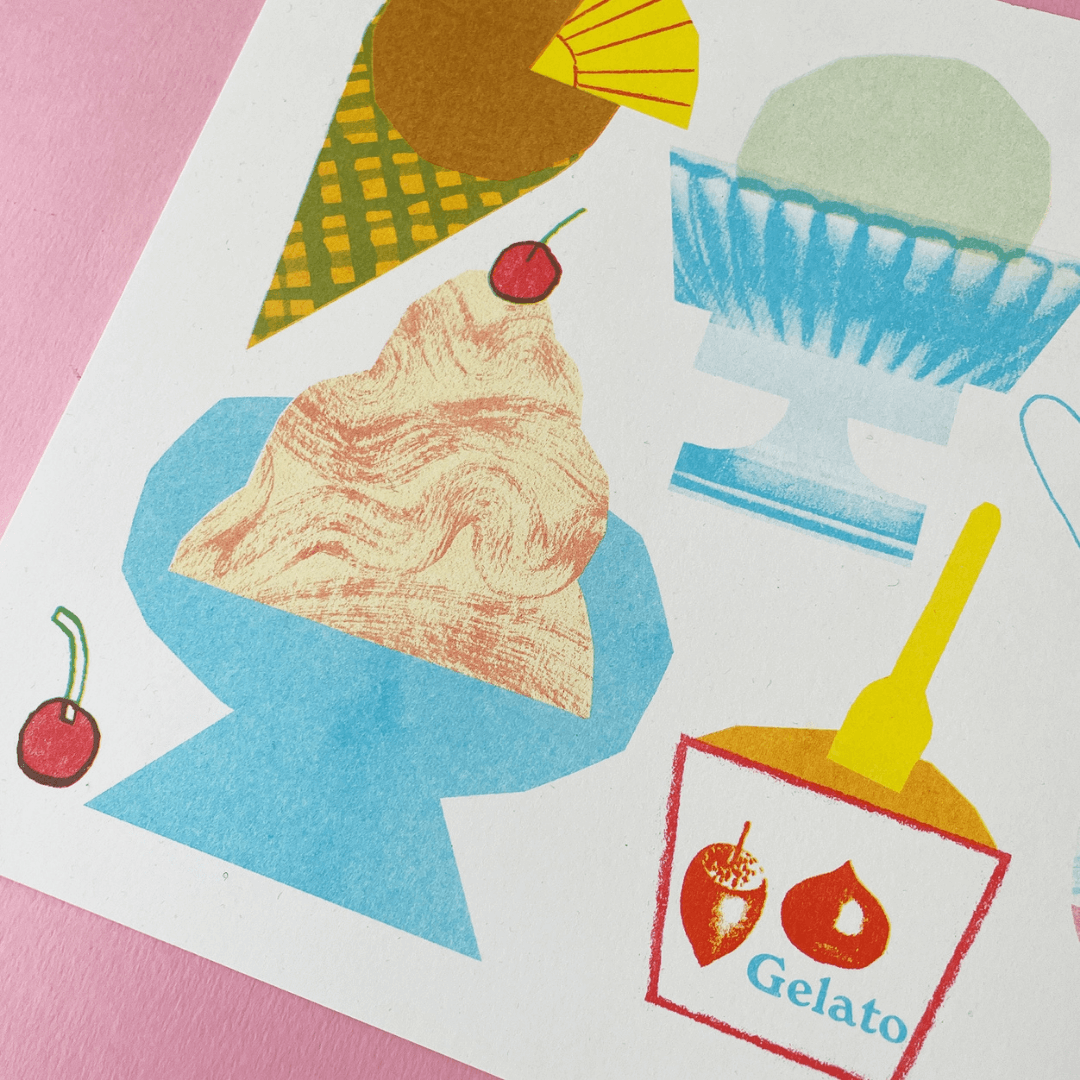 Ice Cream A4 Riso Print