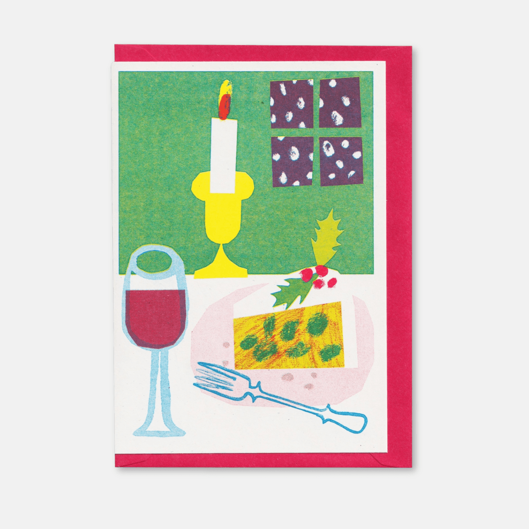 Sherry & Christmas Cake Riso Greetings Card