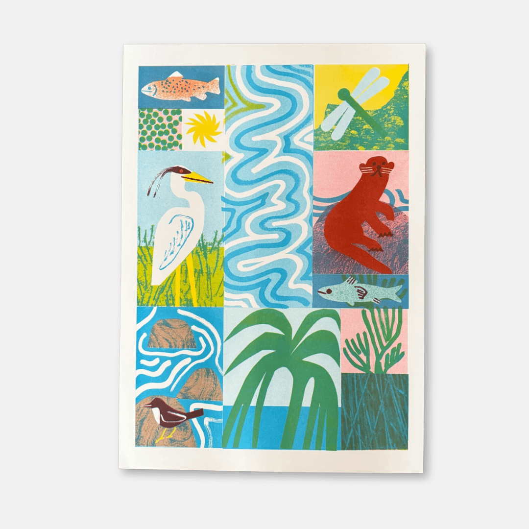Colourful River A3 Riso Print