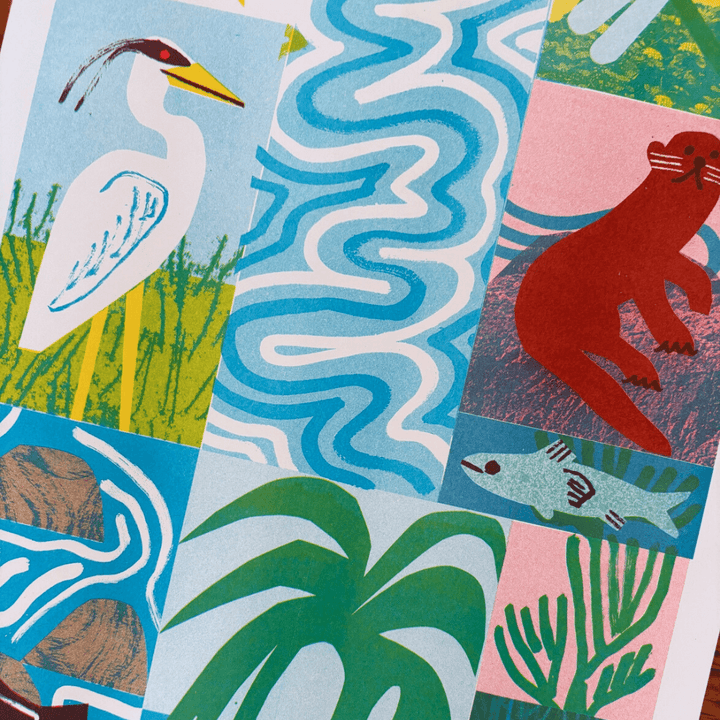 Colourful River A3 Riso Print