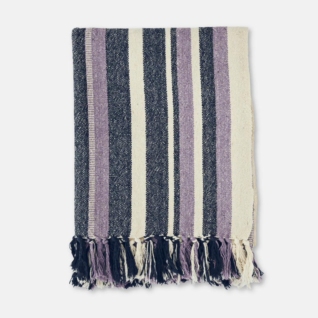Blue & Lilac Recycled Cotton Throw