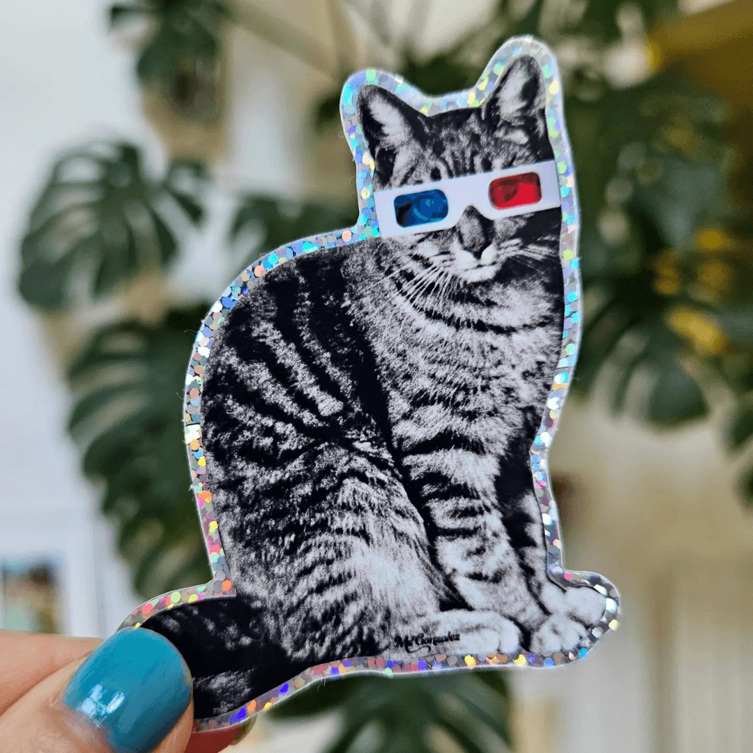 3D Vision Holographic Cat Vinyl Sticker