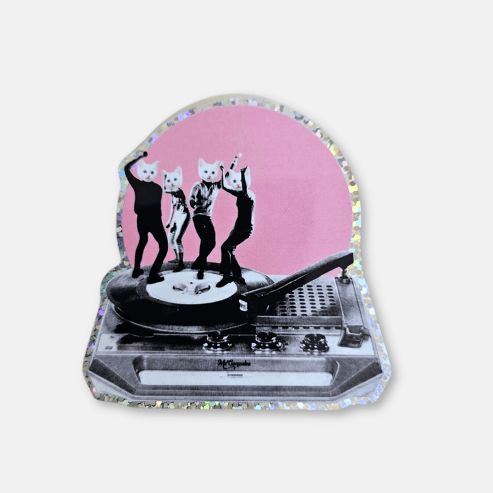 Dancing Cats Holographic Vinyl Sticker