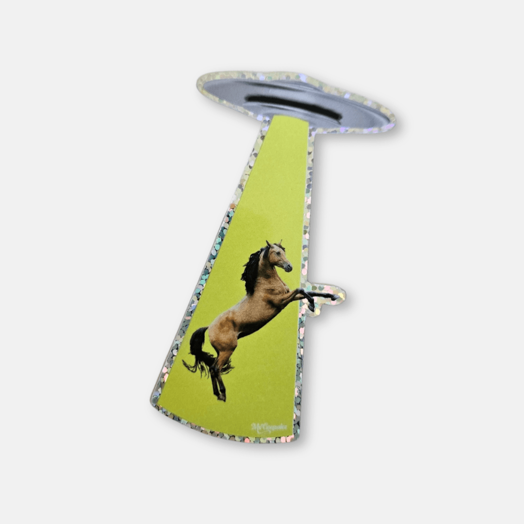 Horse Abduction Holographic Vinyl Sticker