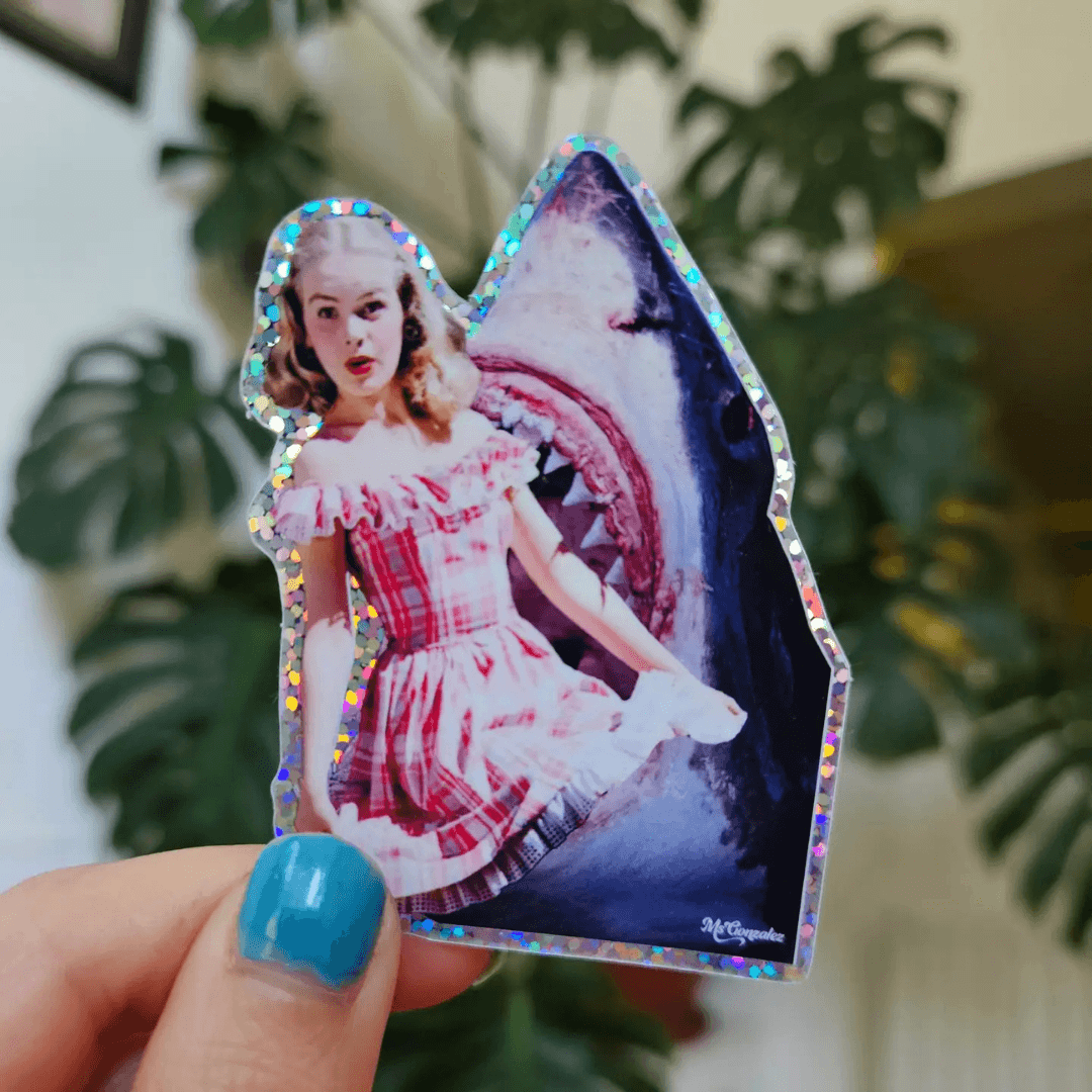 Oops Shark Bite Holographic Vinyl Sticker