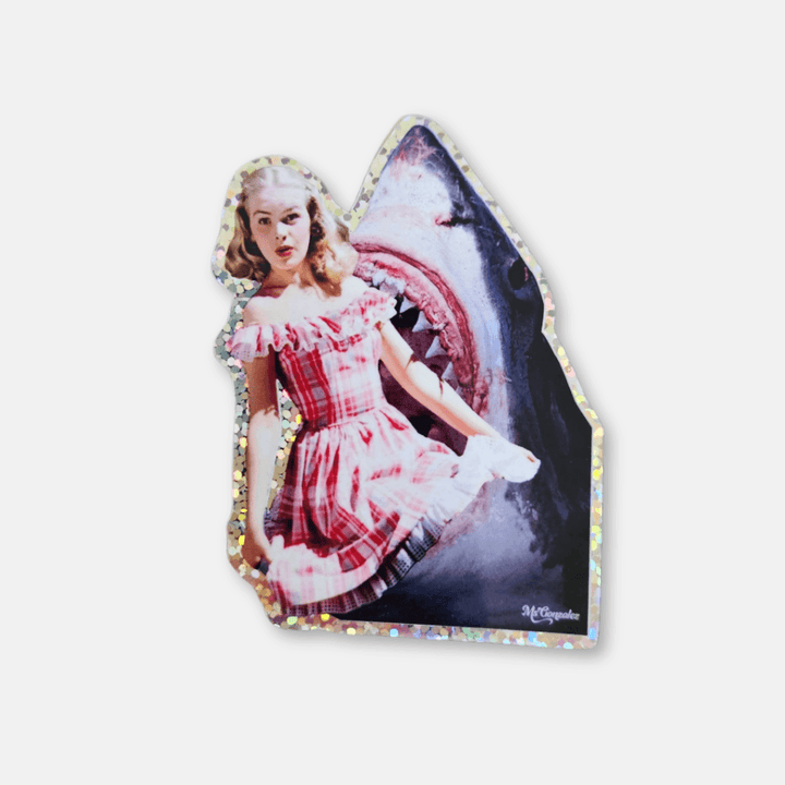 Oops Shark Bite Holographic Vinyl Sticker