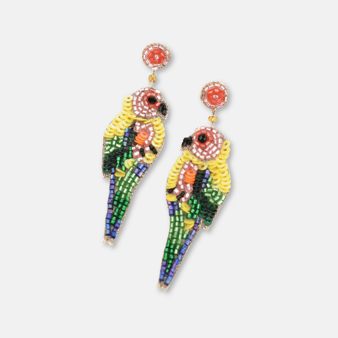 Tropical Parrot Beaded Earrings