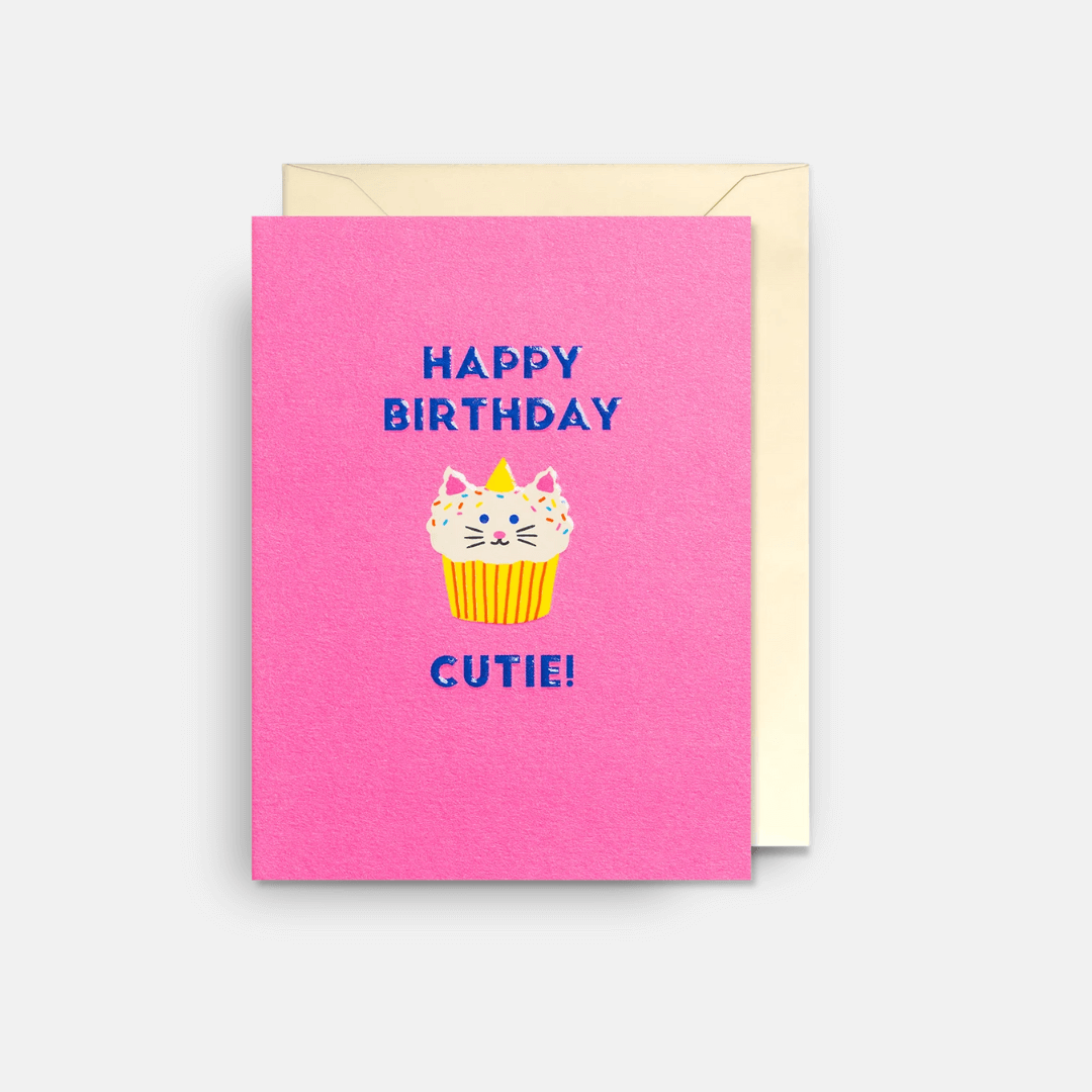 Birthday Cupcake Cat Mini Greetings Card