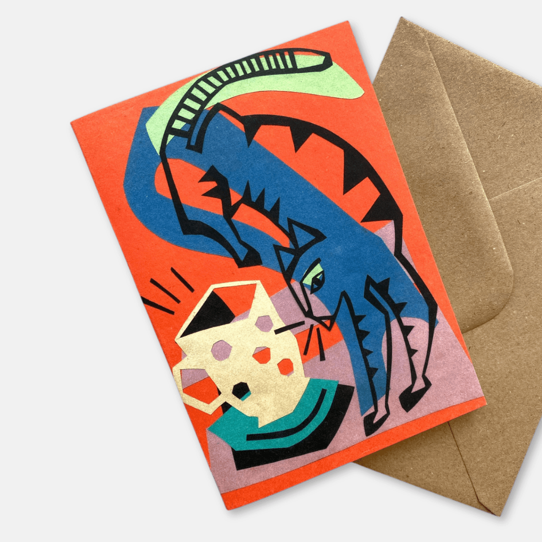 Cat On The Table Greetings Card