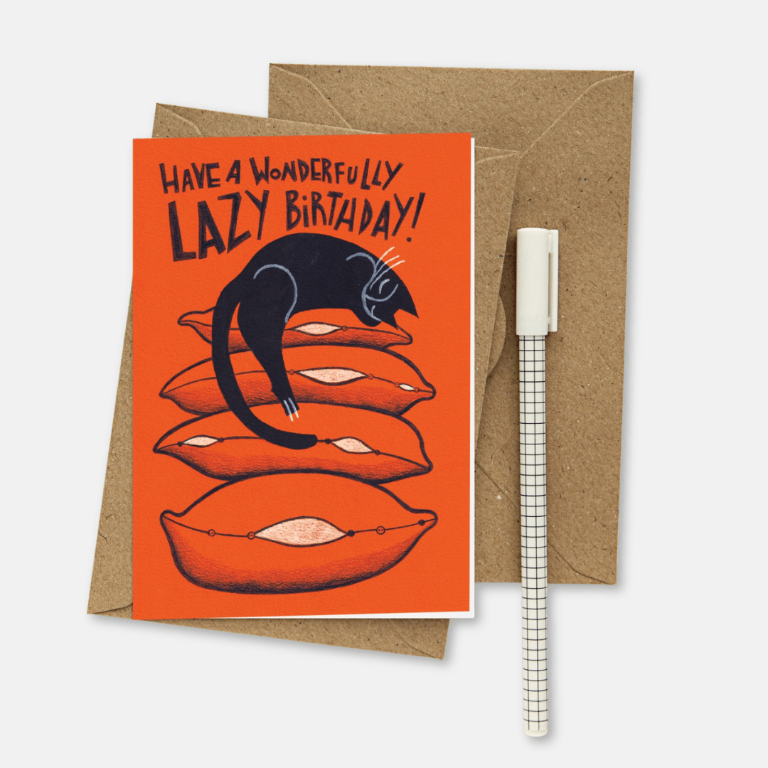 Lazy Cat Birthday Greetings Card