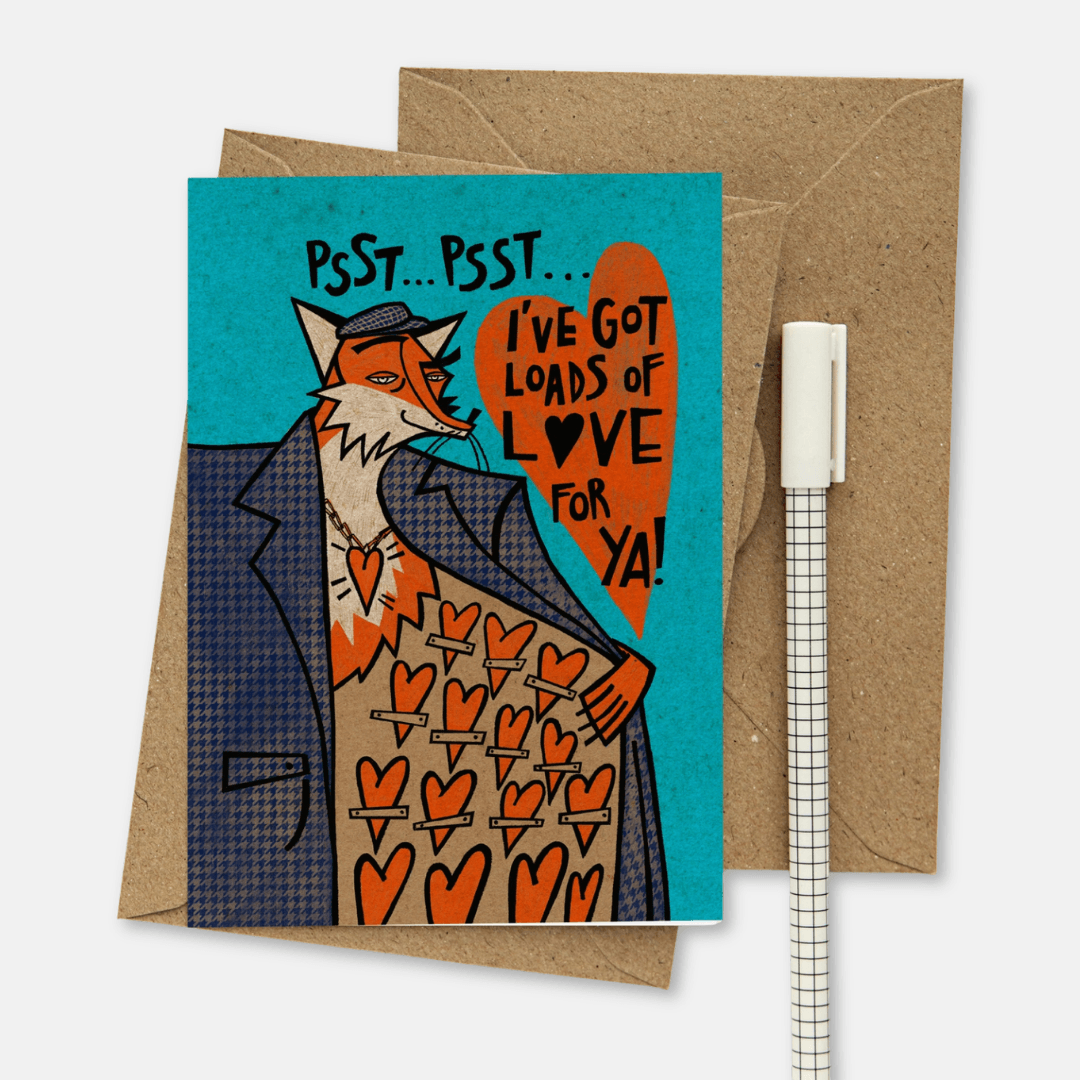 Psst! Love Fox Greetings Card