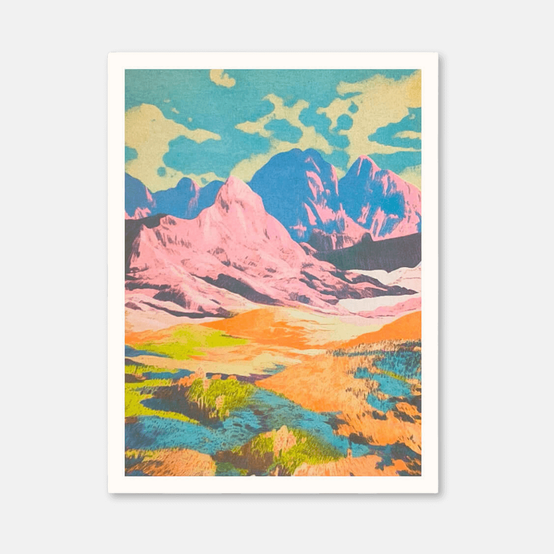 Patchwork Landscape A5 Riso Art Print