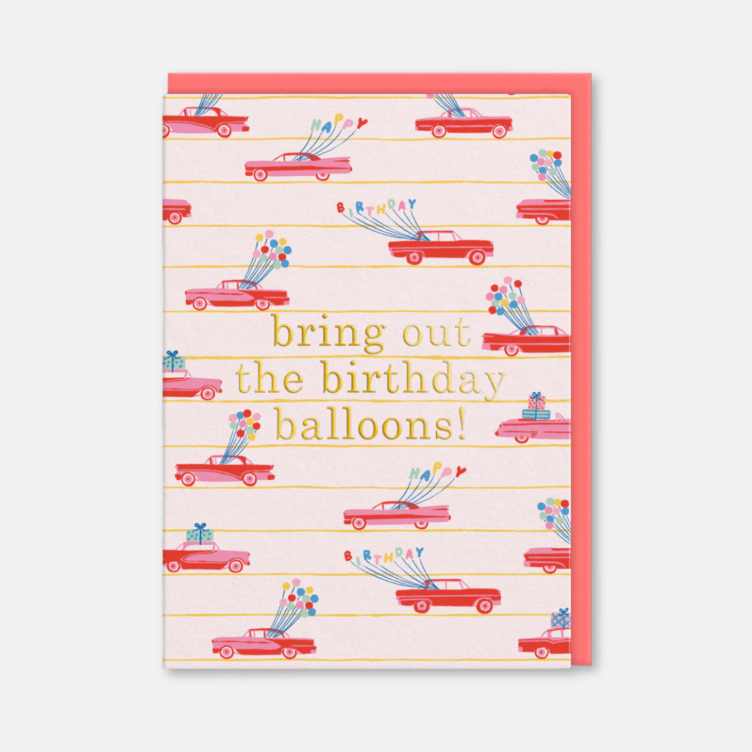 Birthday Balloons Cadillac Greetings Card