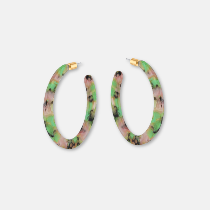 Oval Resin Hoop Earrings