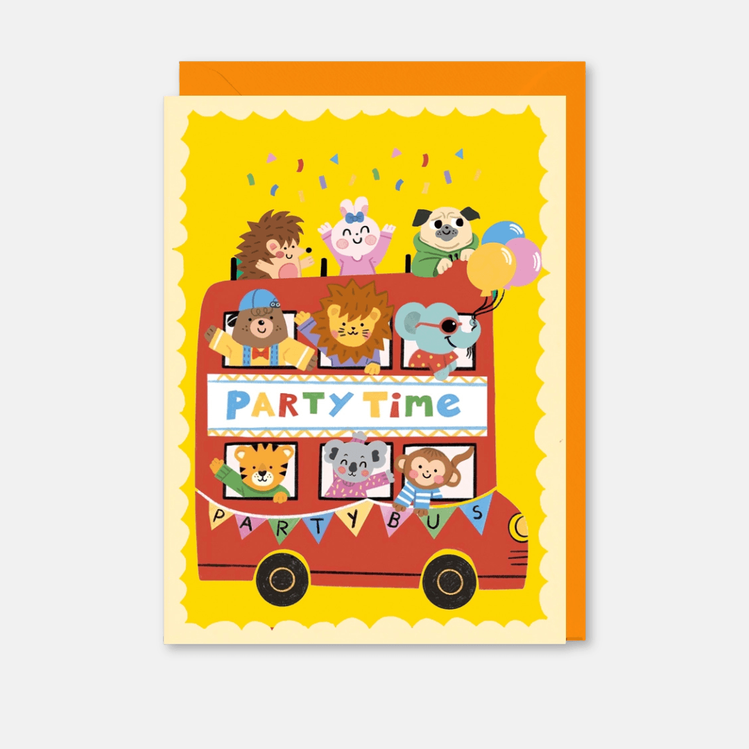 Party Time Bus Greetings Card