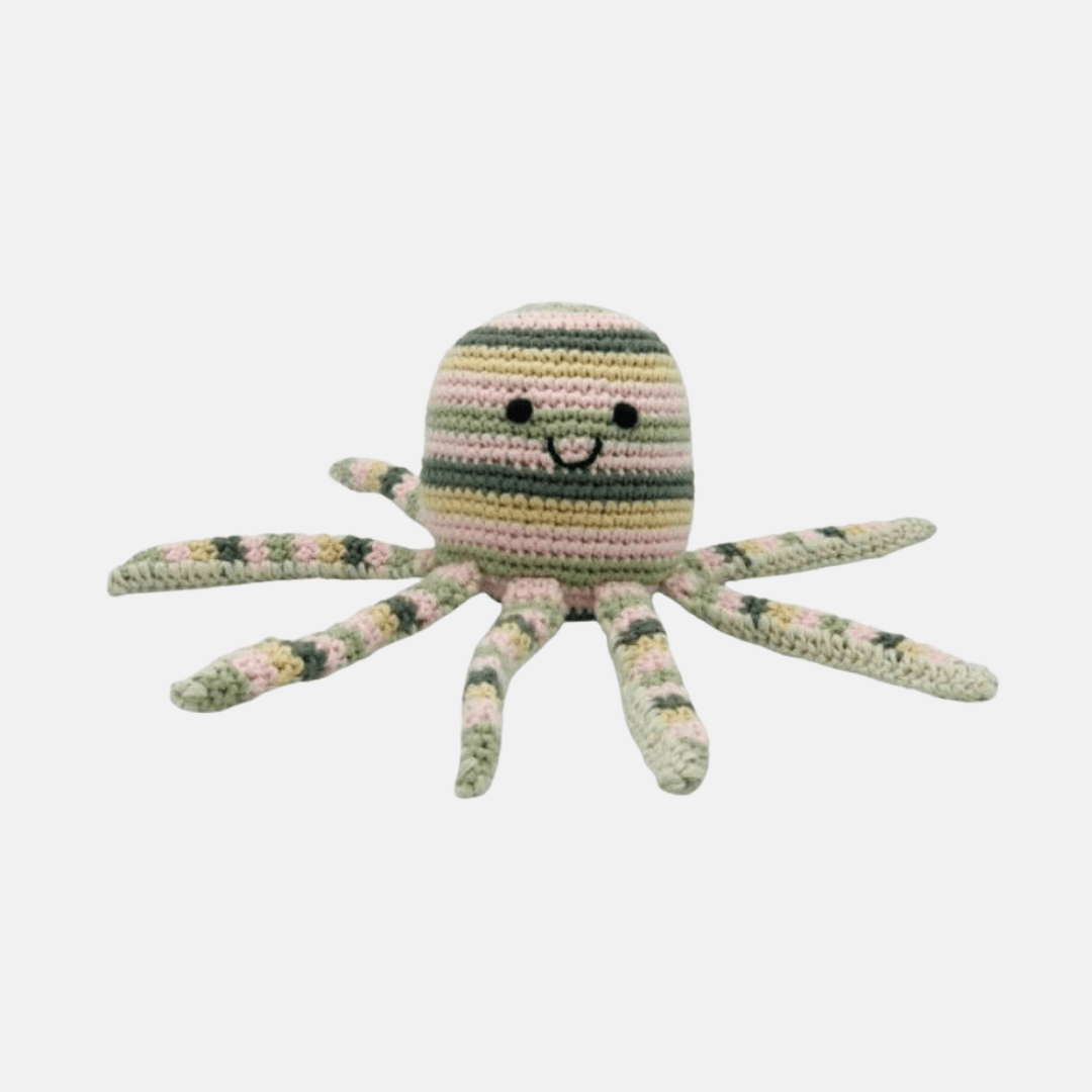 Pastel Octopus Organic Cotton Crochet Rattle