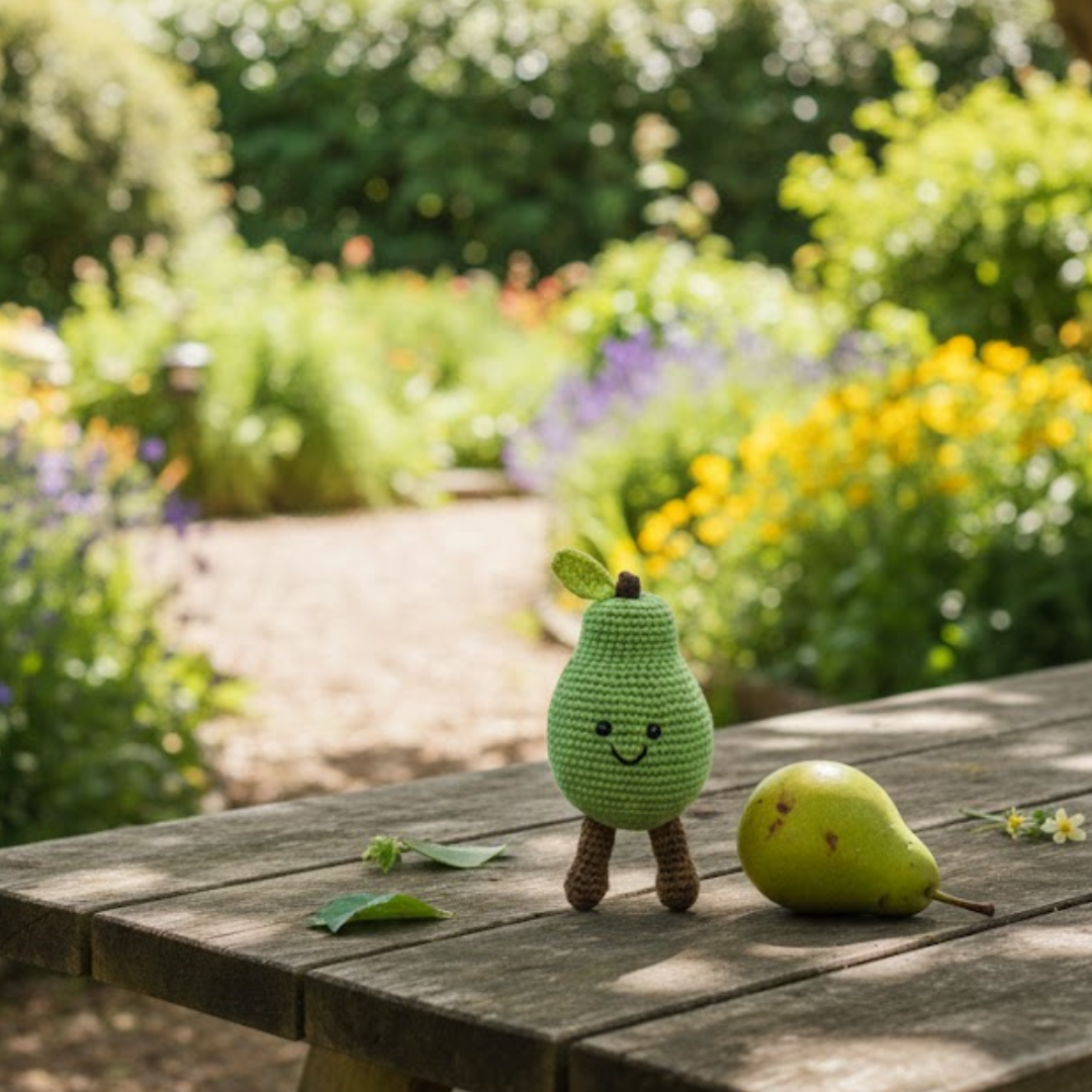 Pear Organic Cotton Crochet Rattle