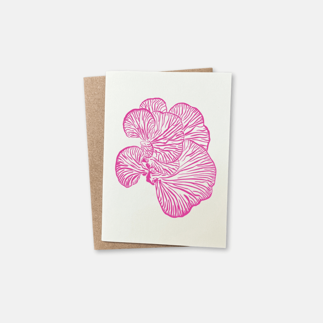 Pink Oyster Mushroom Mini Greetings Card