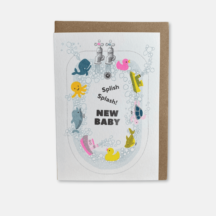 Splish Splash Baby Riso Greetings Card