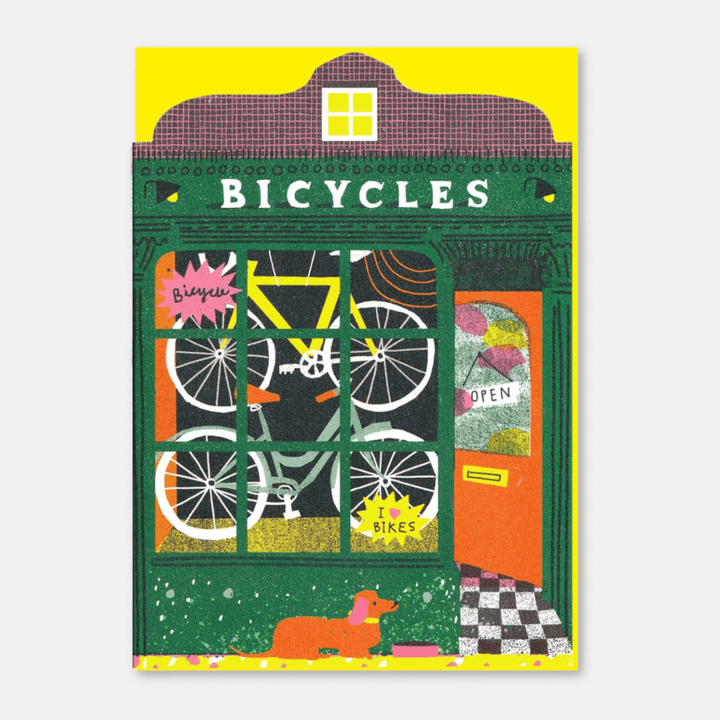 Bicycle Shop Die Cut Greetings Card