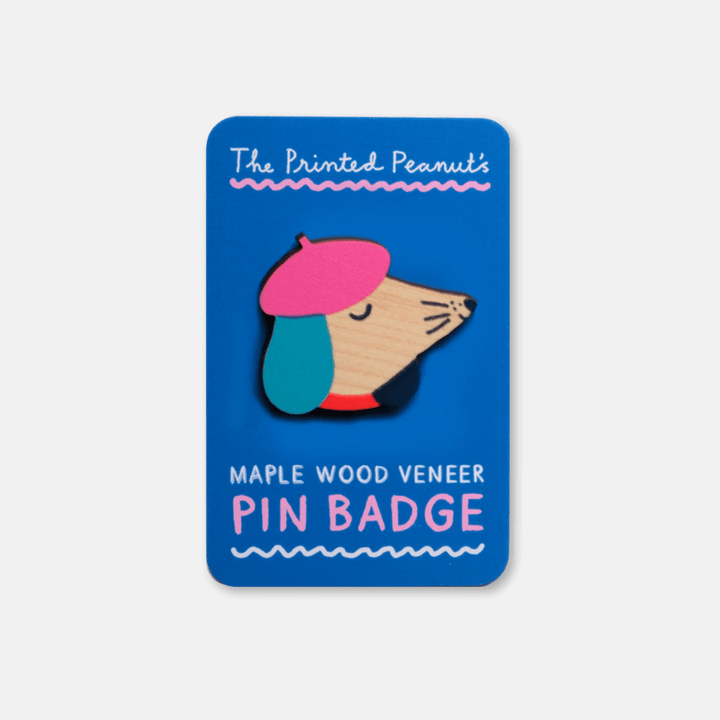 Dog Wooden Pin Badge