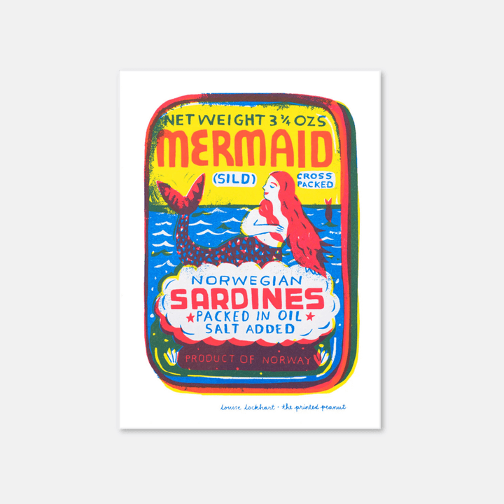 Mermaid Sardines Tin A4 Riso Art Print