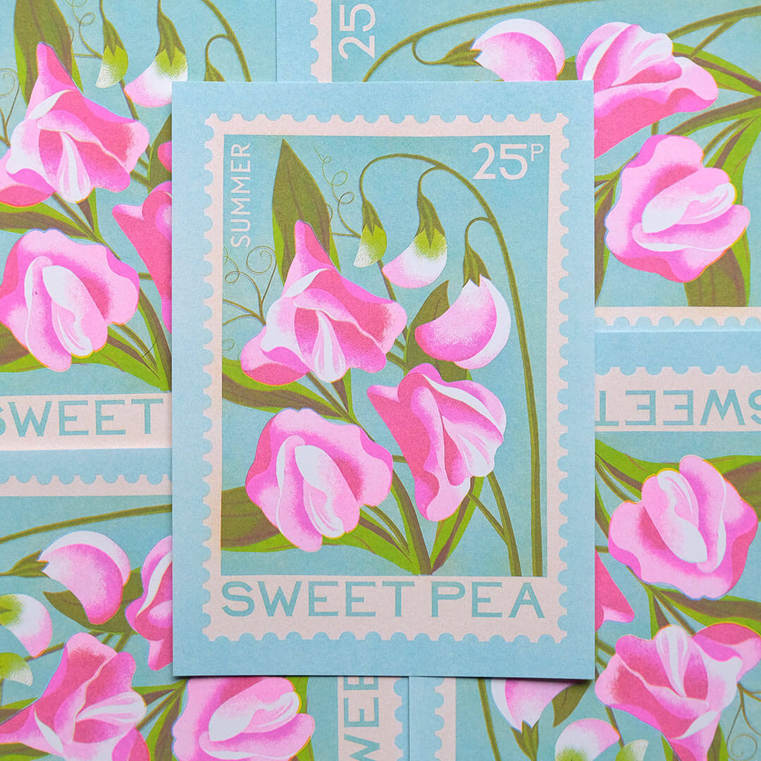 Sweet Pea A5 Risograph Print