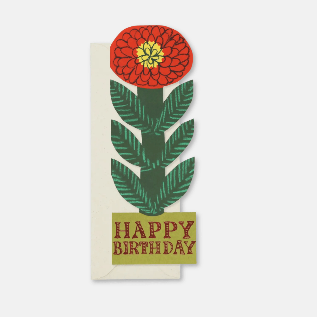 Red Flower Birthday Greetings Card