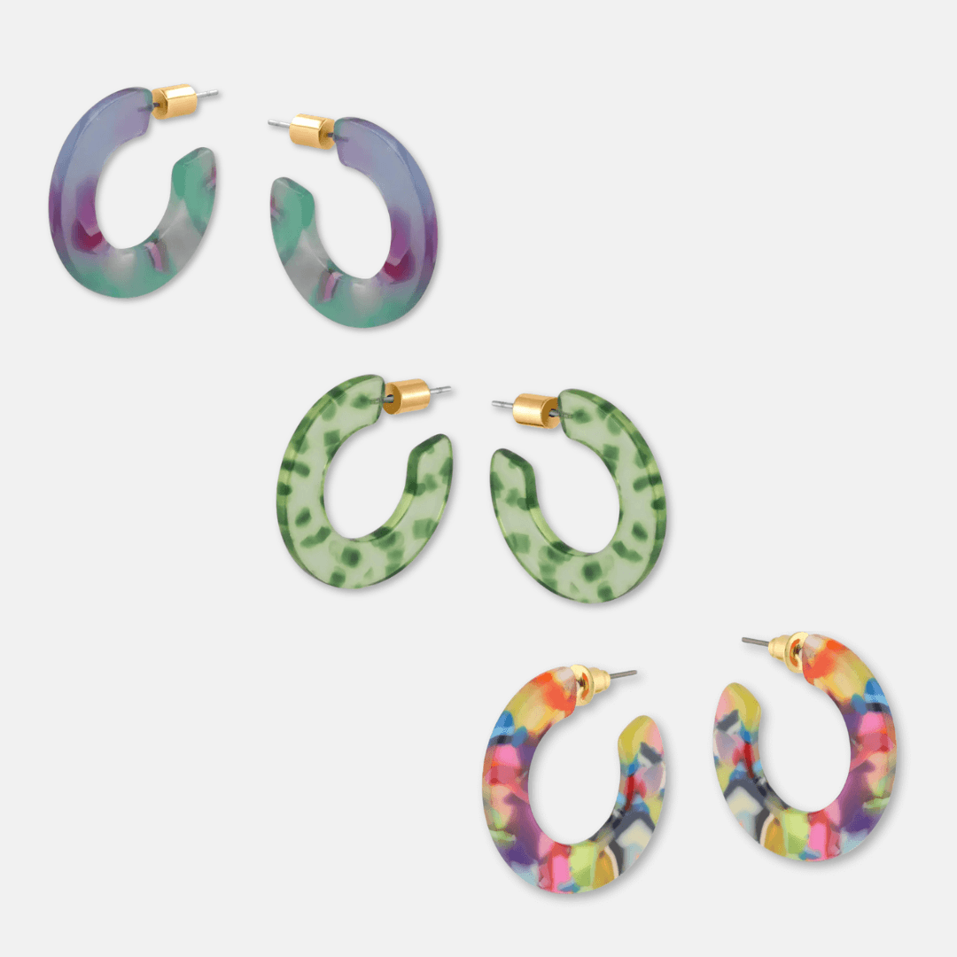 Small Flat Hoop Resin Earrings