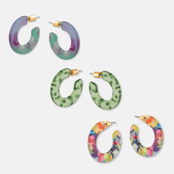 Small Flat Hoop Resin Earrings