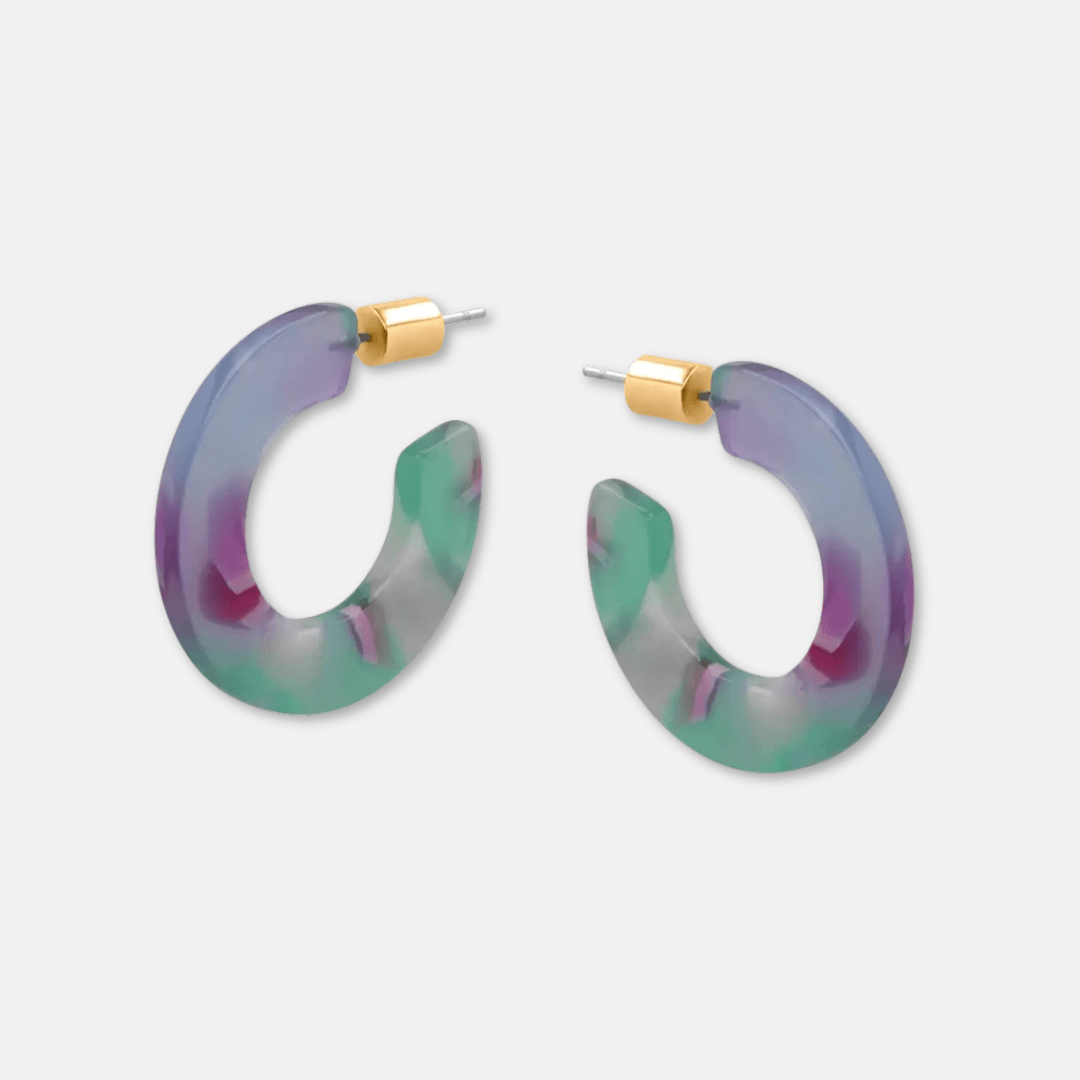 Small Flat Hoop Resin Earrings