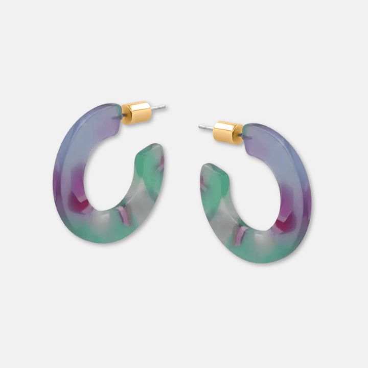 Small Flat Hoop Resin Earrings