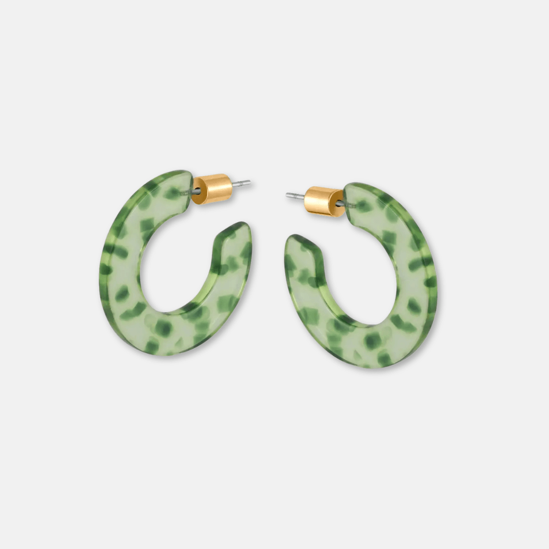 Small Flat Hoop Resin Earrings