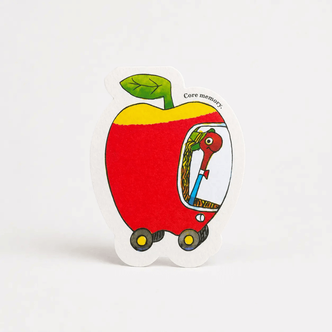 Lowly Worm Apple Car Greetings Card