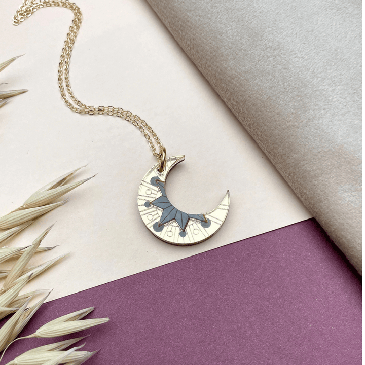 Gold Aurora Moon Pendant Necklace