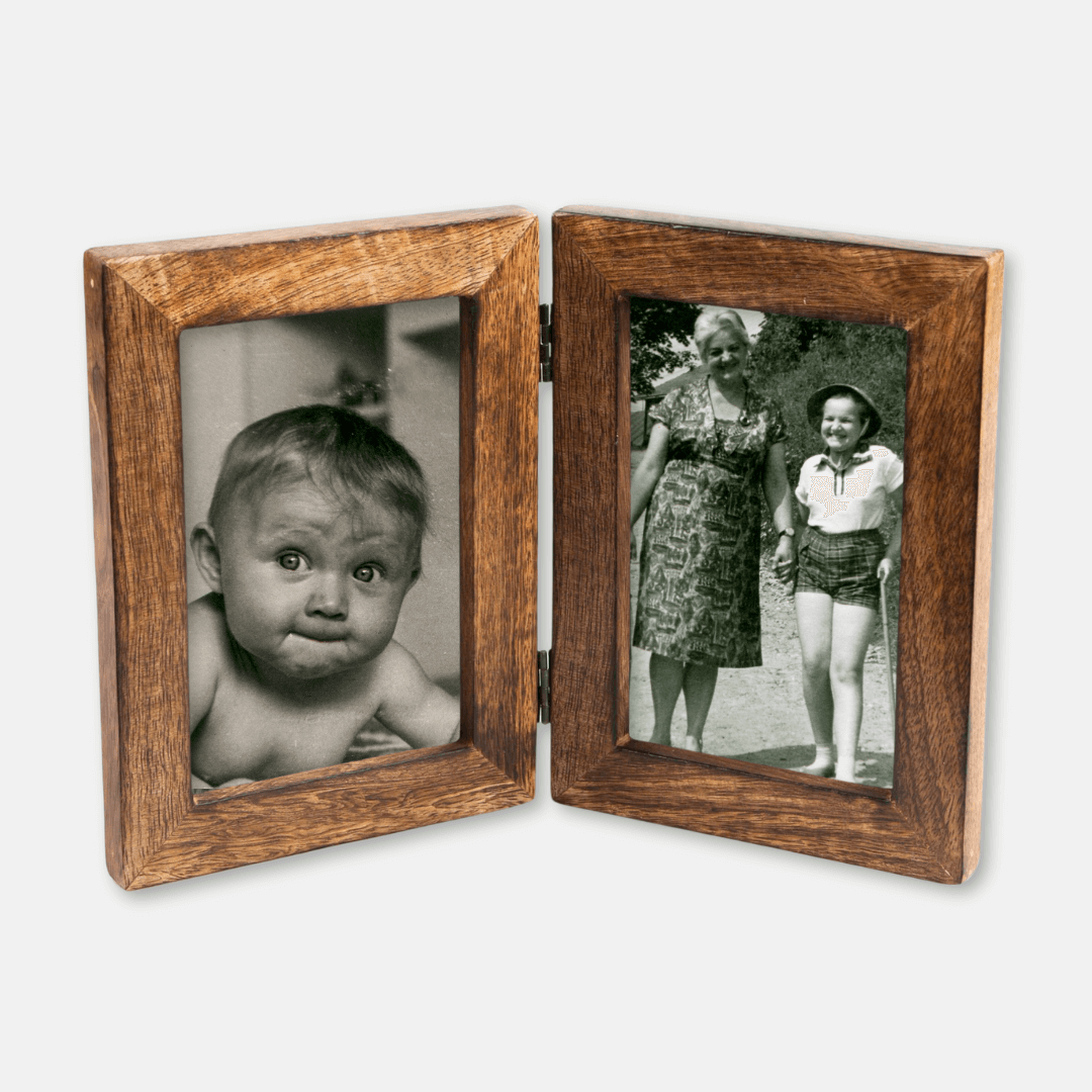 Double Dark Wood Photo Frame