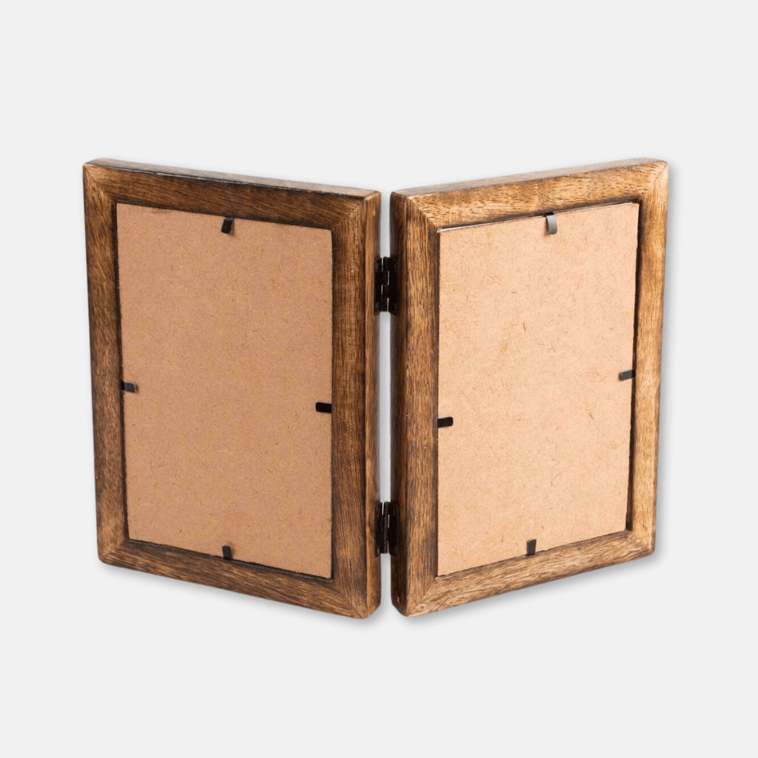 Double Dark Wood Photo Frame