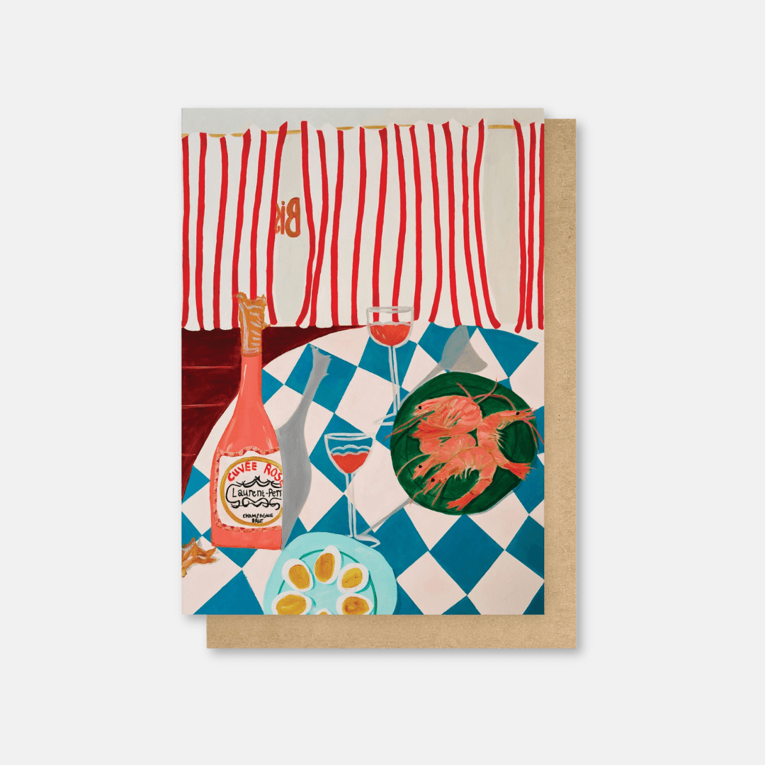Shrimps and Champagne Greetings Card