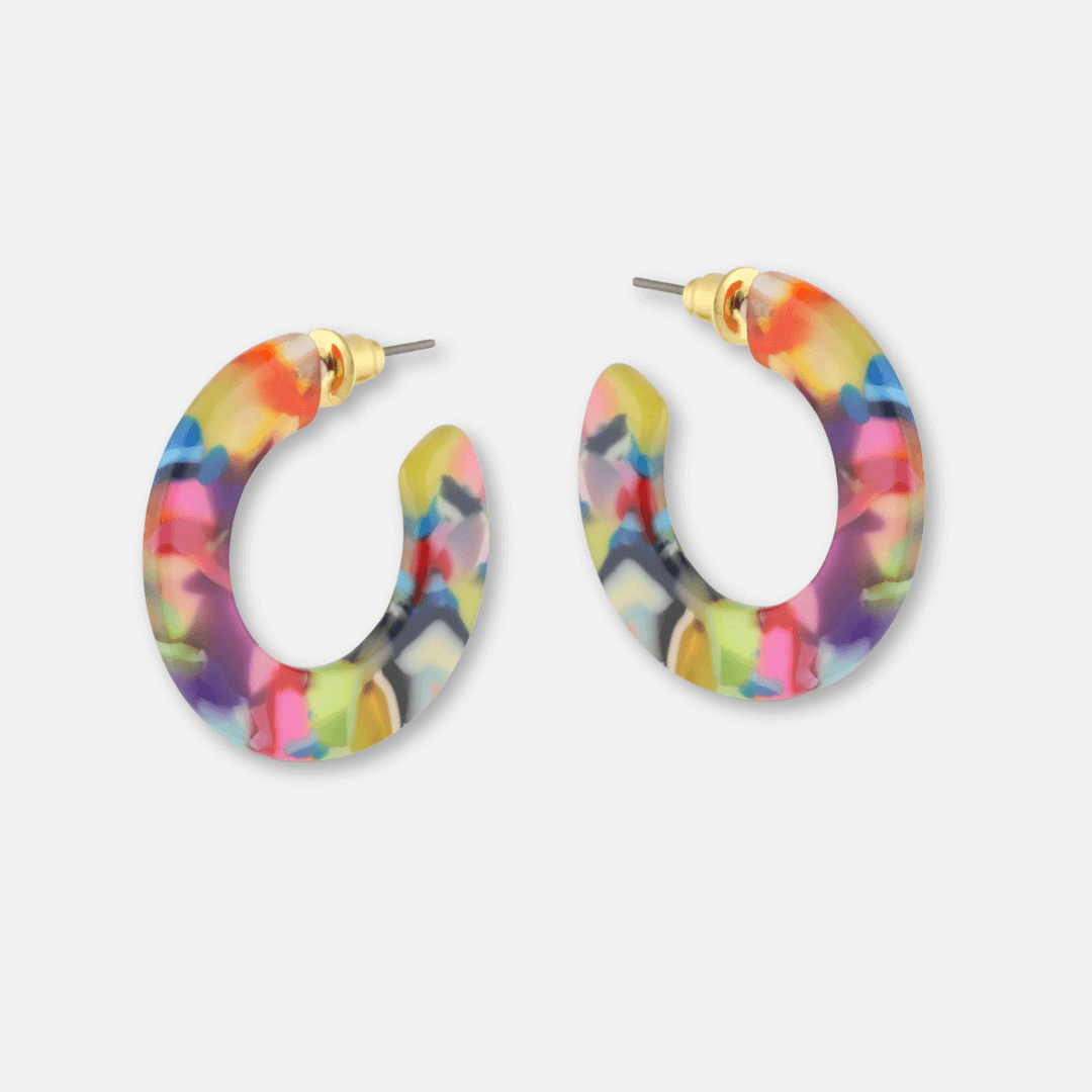 Small Flat Hoop Resin Earrings