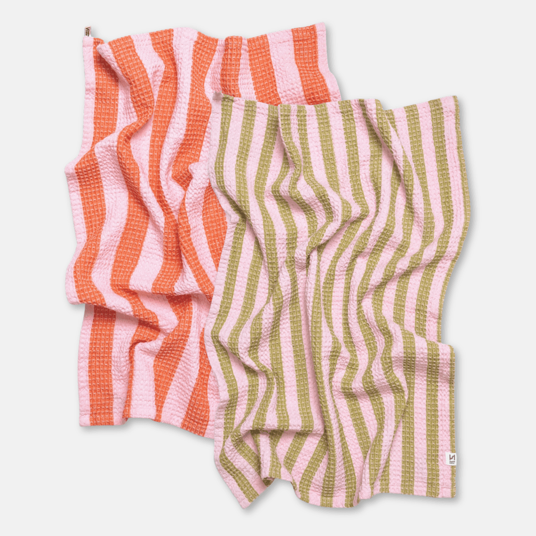 Pink Waffle Tea Towel Set