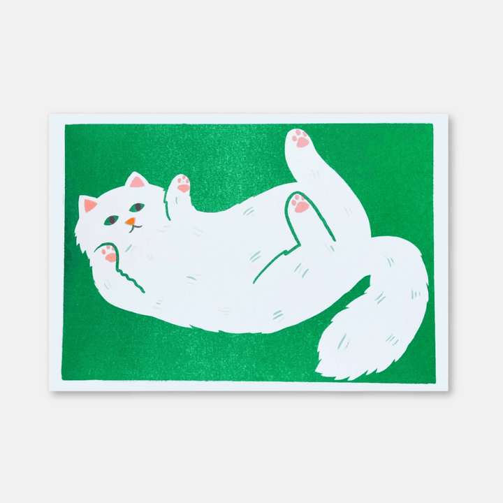 Stretching Cat A4 Riso Art Print