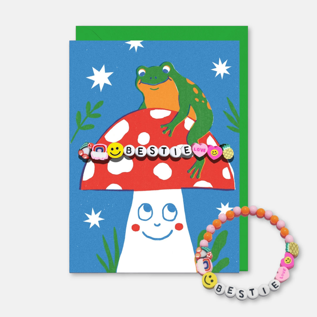 Bestie Toad Greetings Card with Bracelet