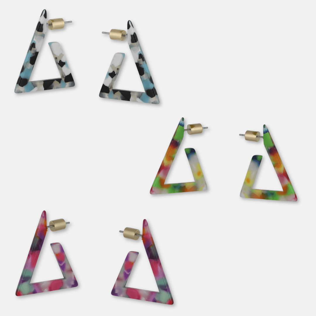 Triangle Resin Hoop Earrings