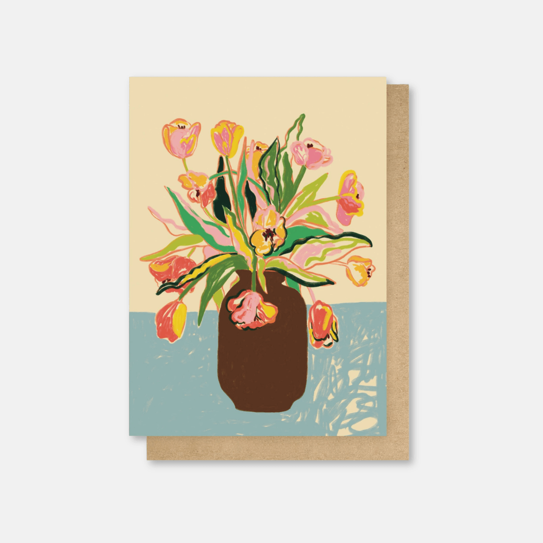 Tulips Vase Greetings Card