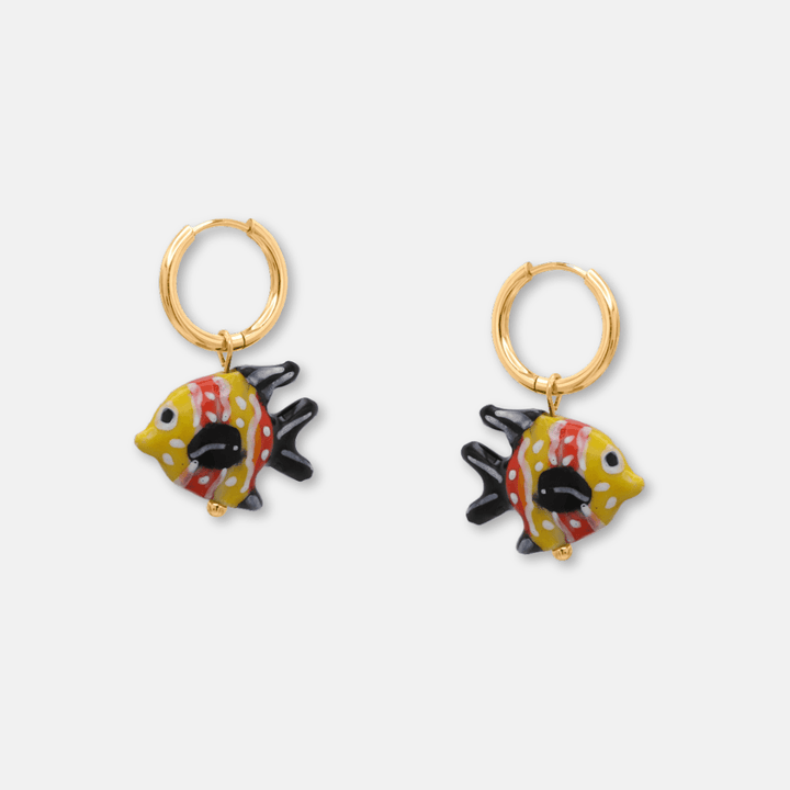 Ceramic Fish Hoop Earrings