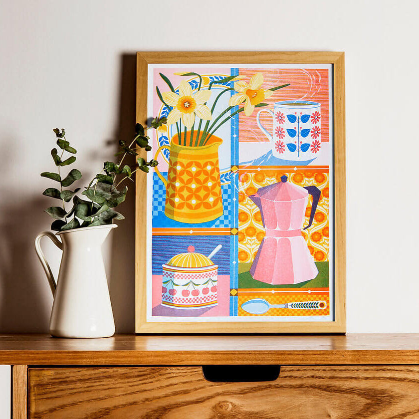 Coffee & Daffodil A3 Risograph Print