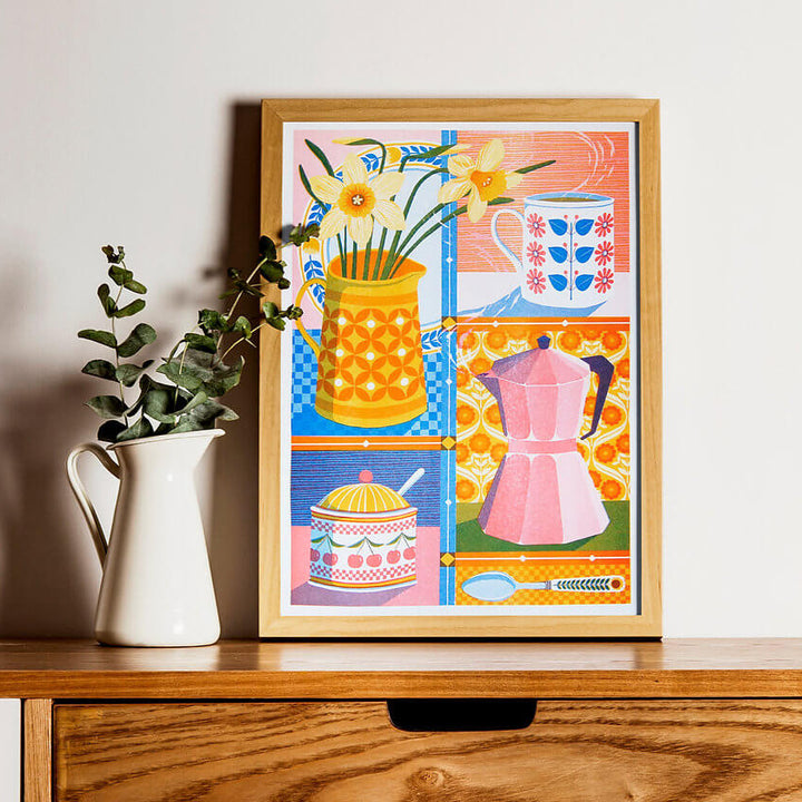 Coffee & Daffodil A3 Risograph Print
