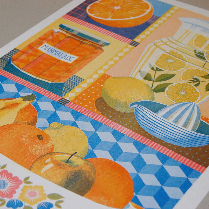 Orange & Lemon A3 Risograph Print