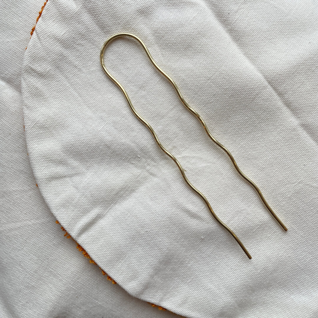 Wavy Brass Hair Pin